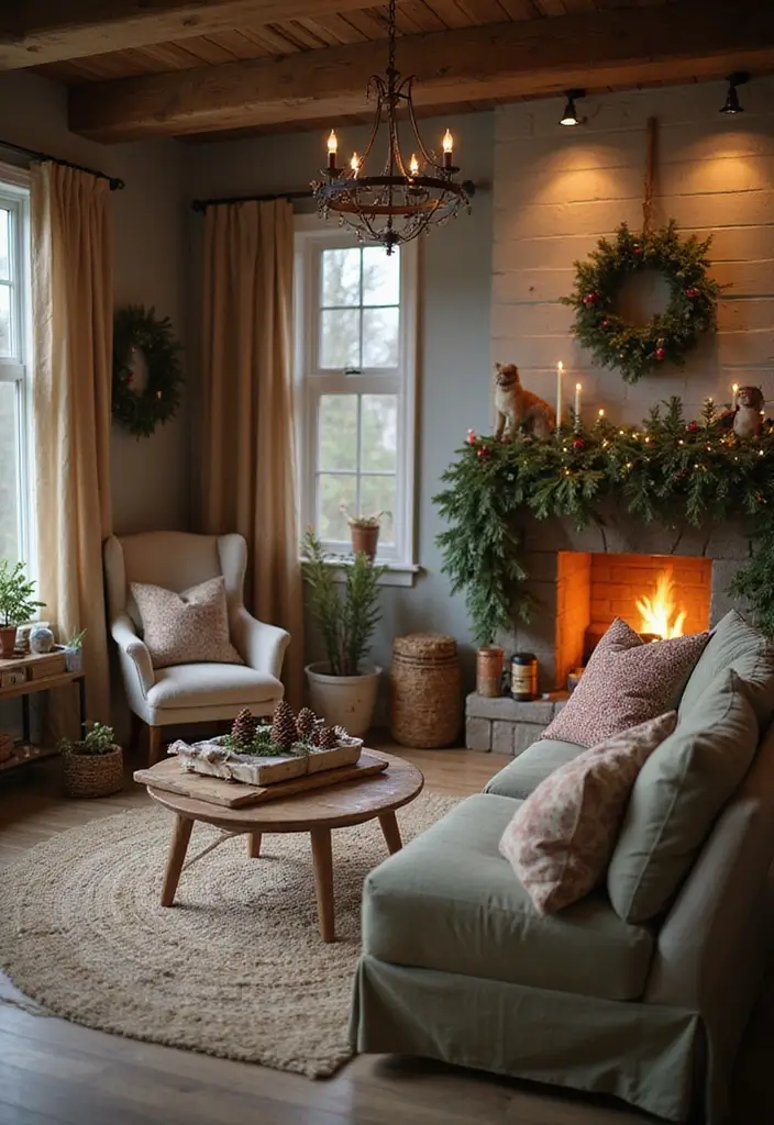 20 Christmas Living Room Ideas That'll Make Your Home the Coziest on the Block! - 5. Woodland Wonders