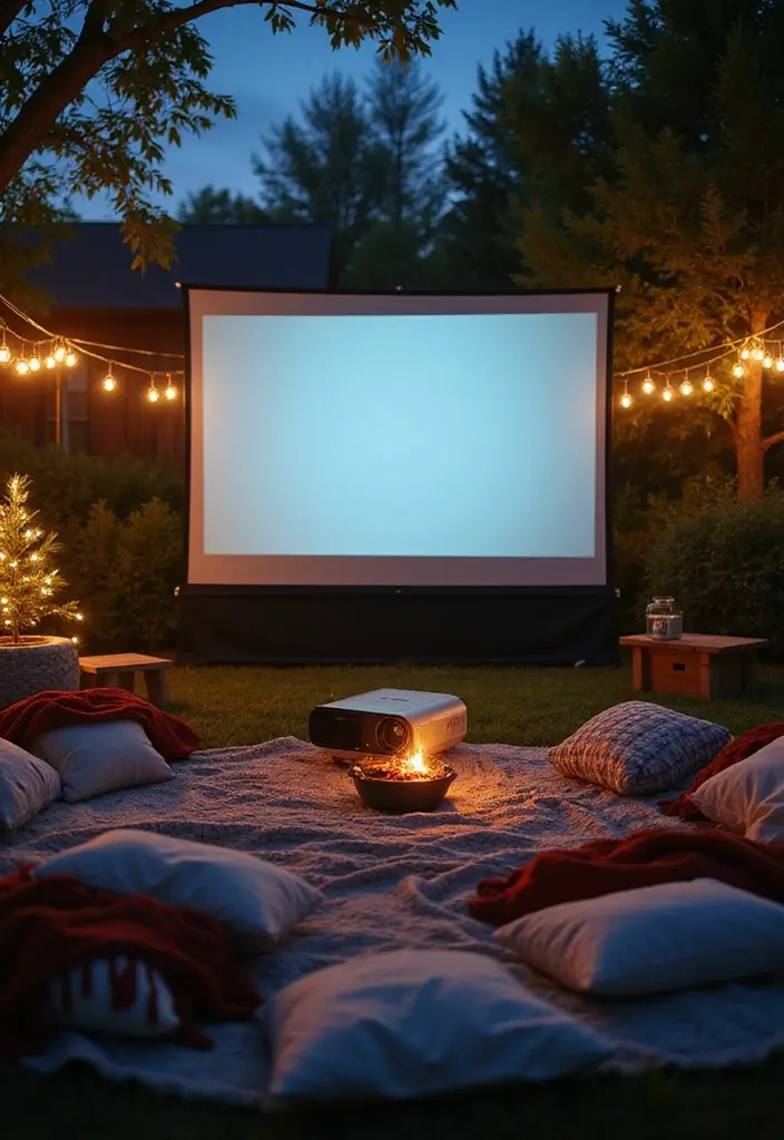 22 Stylish Outdoor Decor Ideas That'll Make Your Backyard the Talk of the Town (Check Out #13!) - 14. Outdoor Movie Night Setup