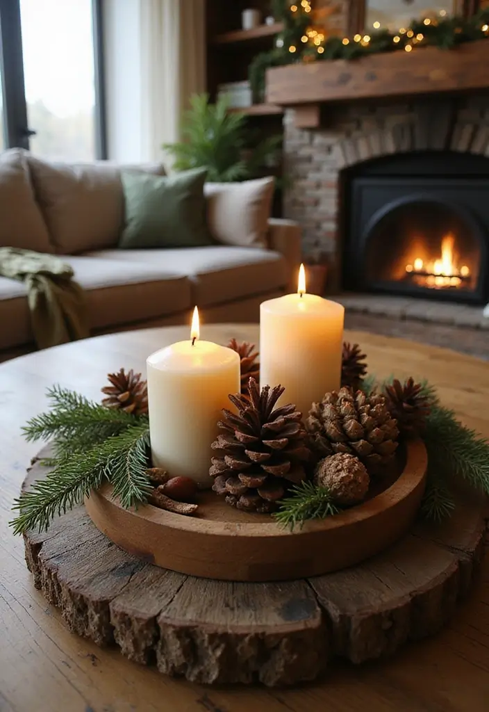 20 Christmas Living Room Ideas That'll Make Your Home the Coziest on the Block! - 15. Rustic Centerpiece