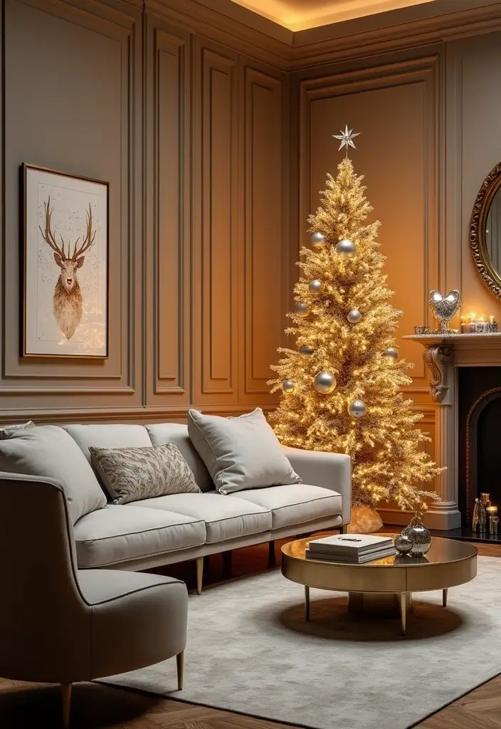 20 Christmas Living Room Ideas That'll Make Your Home the Coziest on the Block! - 6. Glamorous Gold and Silver
