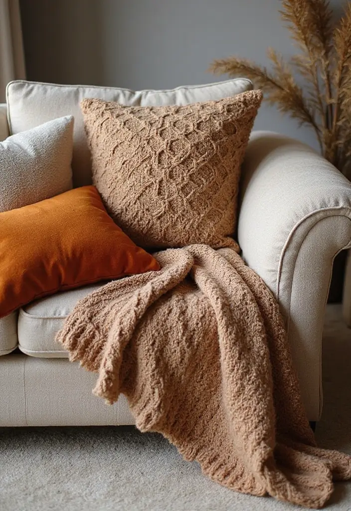 19 Cozy Fall Decor Ideas to Snuggle Up Your Home This Season! (#3 Is a Must-See!) - 1. Warm Up with Cozy Textiles