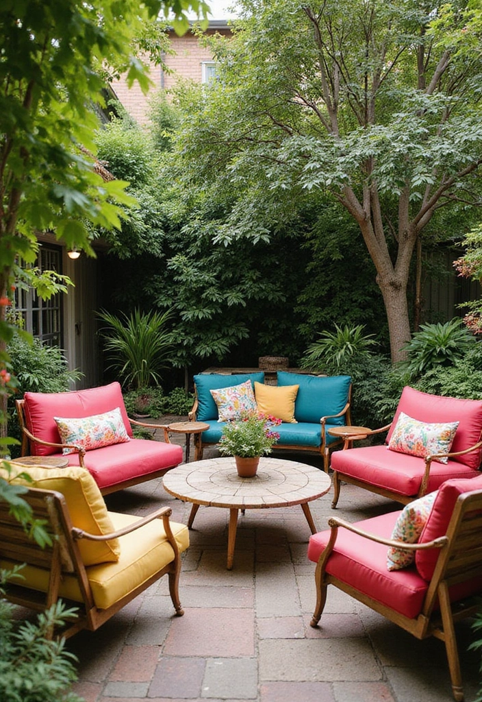 22 Stylish Outdoor Decor Ideas That'll Make Your Backyard the Talk of the Town (Check Out #13!) - 9. Colorful Patio Furniture