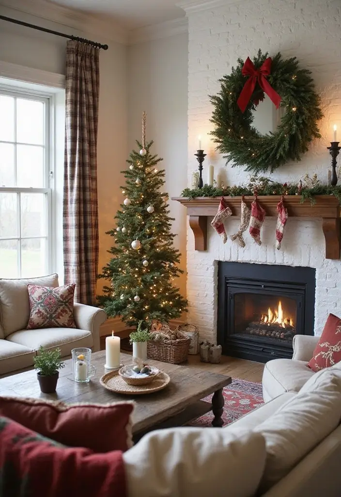 20 Christmas Living Room Ideas That'll Make Your Home the Coziest on the Block! - 7. Farmhouse Charm