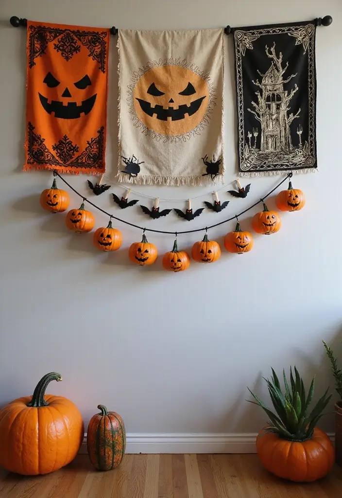 13 Indoor Halloween Decorations That Will Terrify Your Guests (In the Best Way Possible!) - 13. Spooktacular Wall Hangings