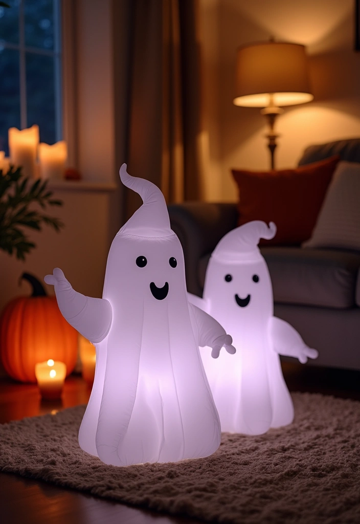 13 Indoor Halloween Decorations That Will Terrify Your Guests (In the Best Way Possible!) - 2. Ghostly Inflatable Figures