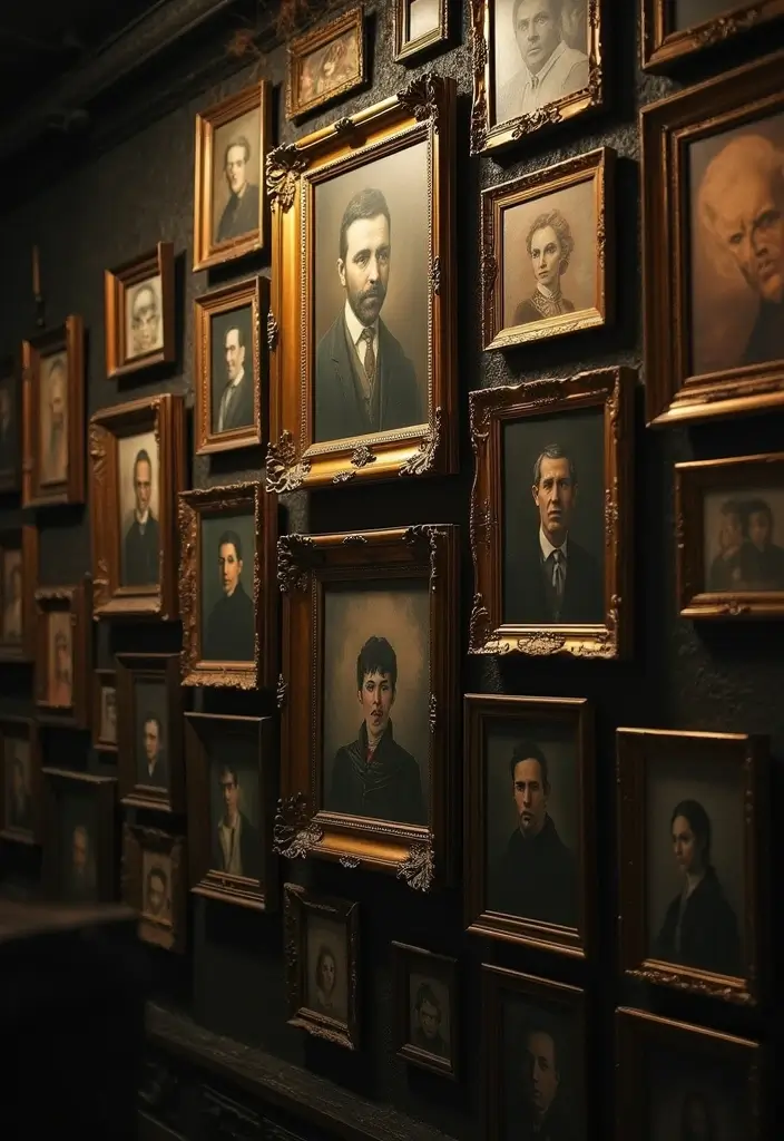13 Indoor Halloween Decorations That Will Terrify Your Guests (In the Best Way Possible!) - 6. Haunted Portrait Gallery