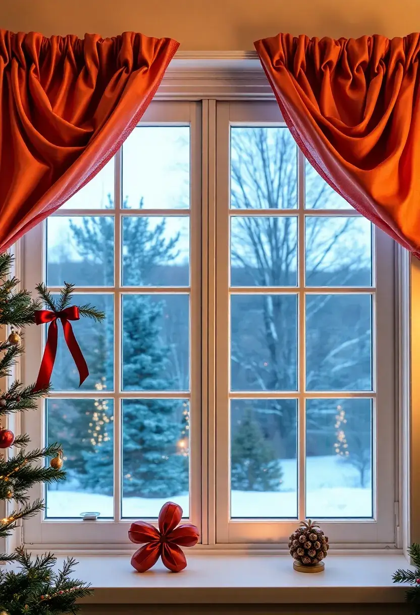 13 Stunning Christmas Window Decoration Ideas That'll Make Your Neighbors Jealous! - 15. Festive Curtain Tiebacks