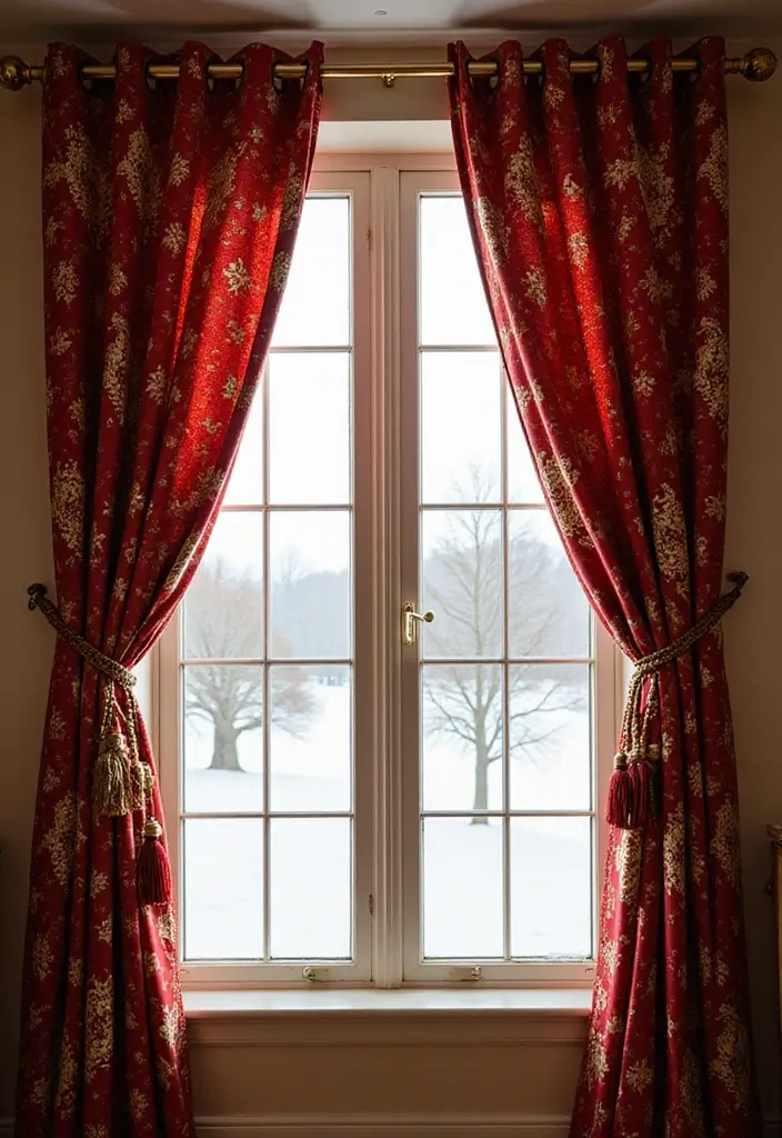 13 Stunning Christmas Window Decoration Ideas That'll Make Your Neighbors Jealous! - 7. Stylish Curtains with Holiday Patterns