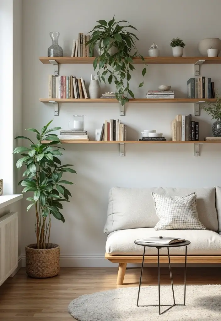 14 Scandinavian Living Room Decor Ideas That’ll Make You Want to Curl Up with a Good Book! - 10. Utilize Open Shelving