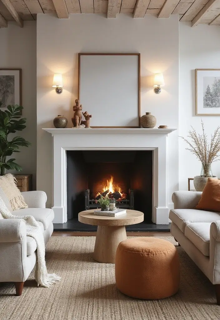 14 Scandinavian Living Room Decor Ideas That’ll Make You Want to Curl Up with a Good Book! - 12. Incorporate a Fireplace or Heat Source