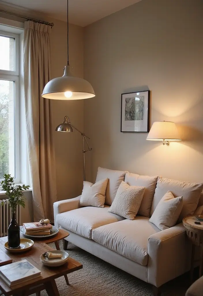 14 Scandinavian Living Room Decor Ideas That’ll Make You Want to Curl Up with a Good Book! - 8. Layer with Lighting