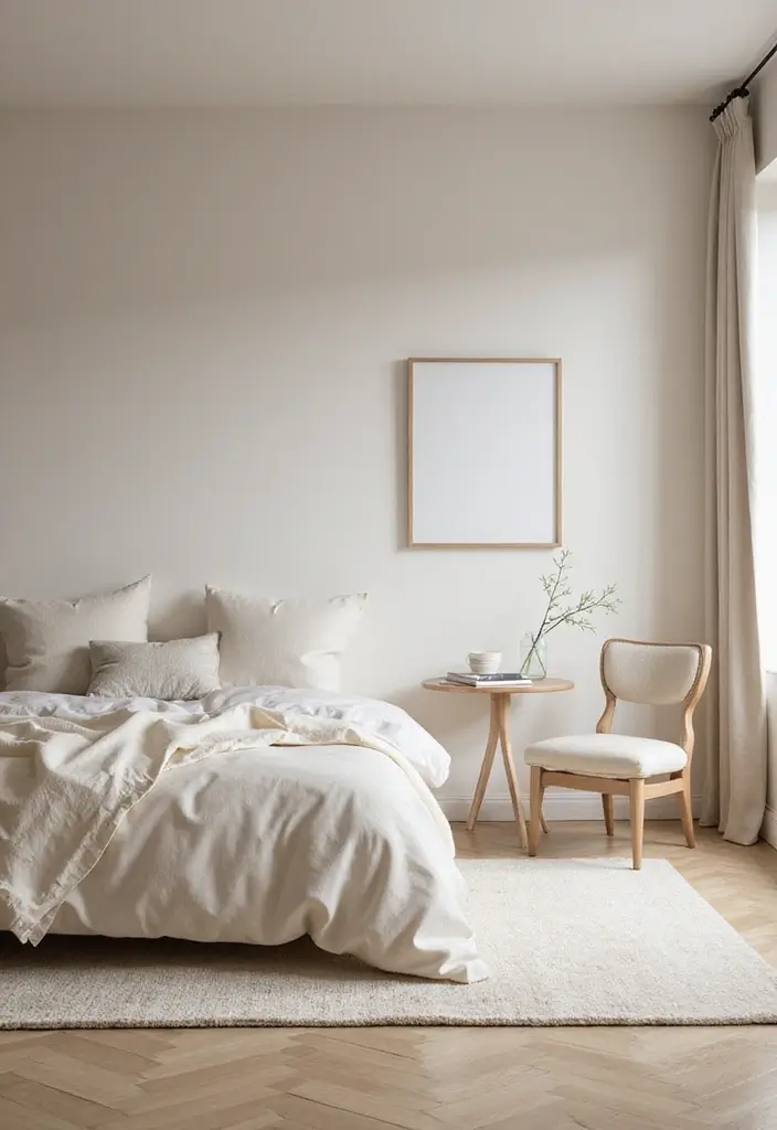 15 Cozy Bedroom Ideas That Will Make You Want to Snuggle Up All Day! - 11. Minimalist Approach for Tranquility