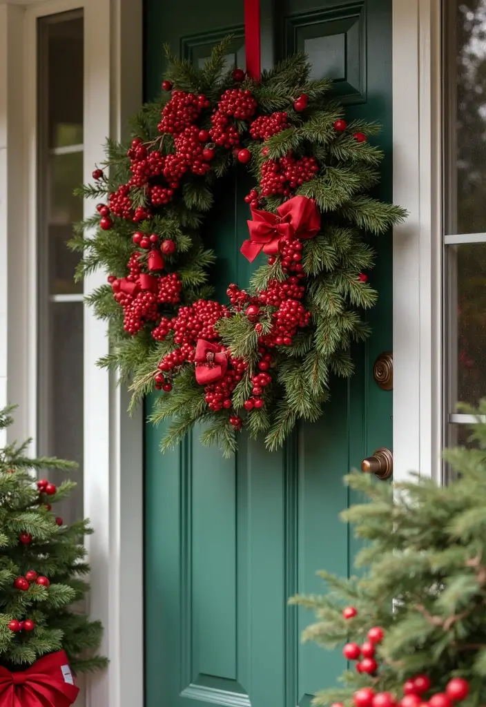 15 Stunning Front Porch Christmas Decor Ideas to Make Your Neighbors Jealous! - 1. Classic Red and Green Wreaths