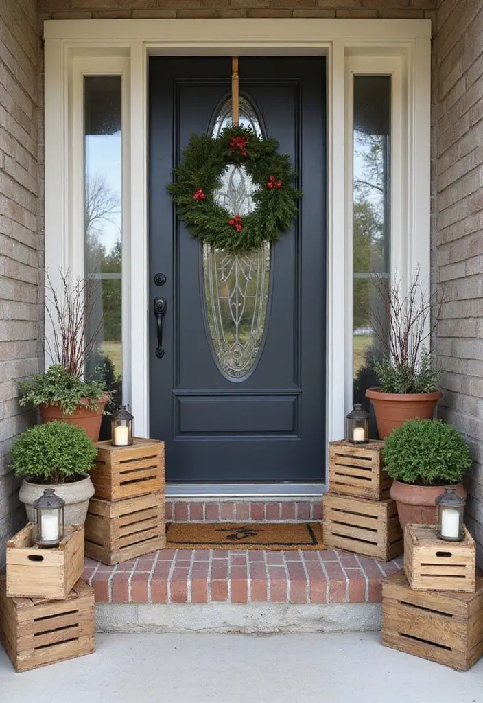15 Stunning Front Porch Christmas Decor Ideas to Make Your Neighbors Jealous! - 11. Rustic Wooden Crates