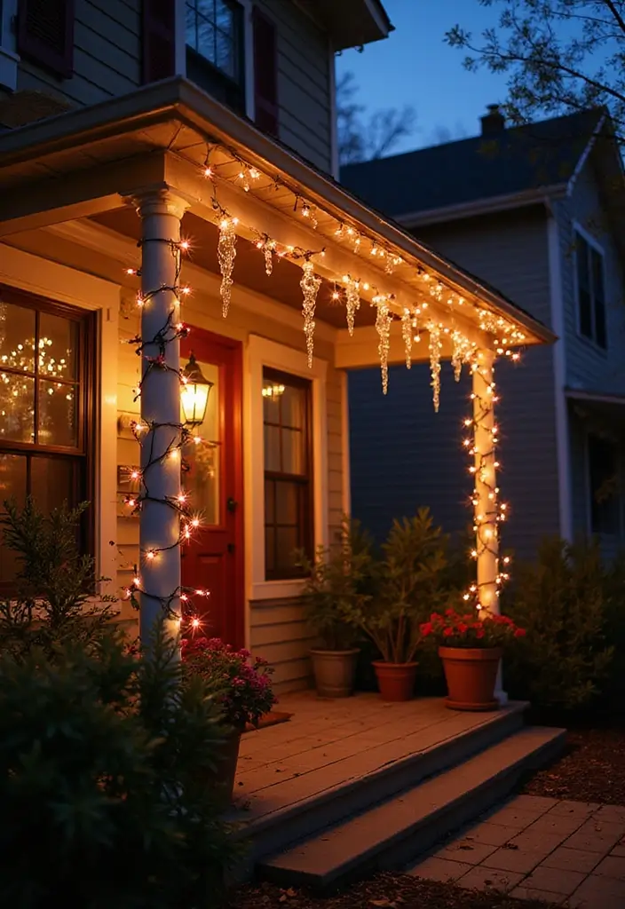 15 Stunning Front Porch Christmas Decor Ideas to Make Your Neighbors Jealous! - 3. Festive Light Displays