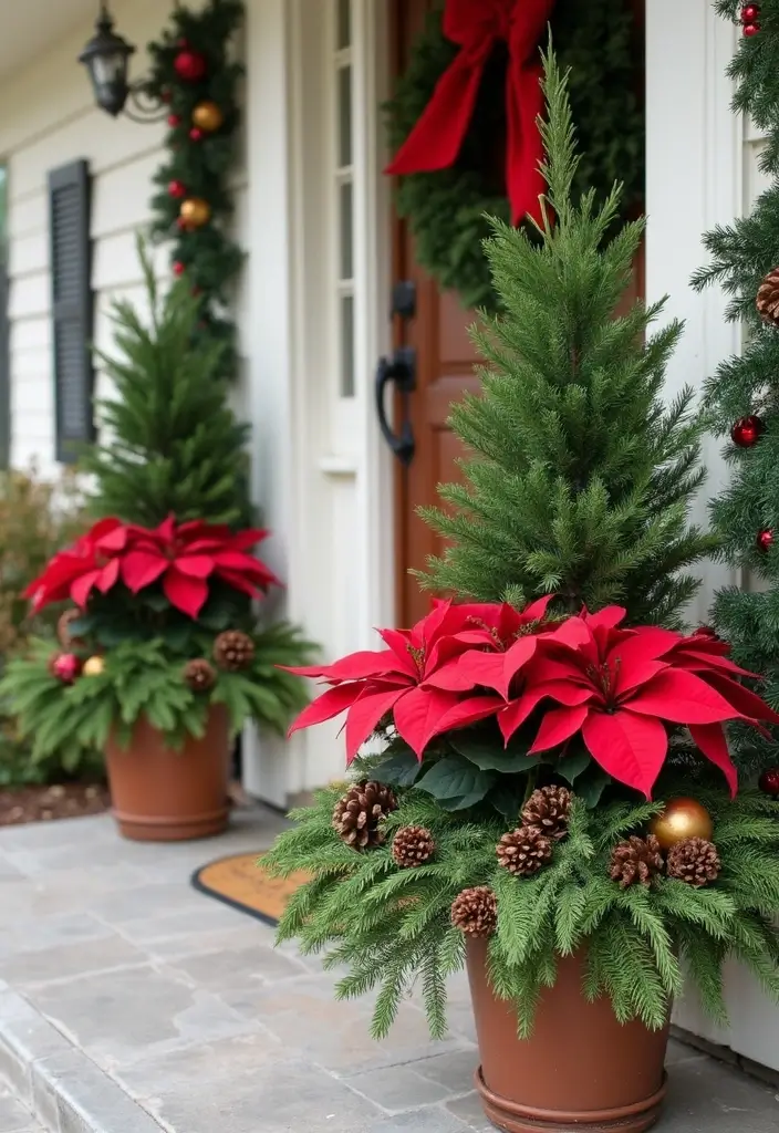 15 Stunning Front Porch Christmas Decor Ideas to Make Your Neighbors Jealous! - 5. Seasonal Planters