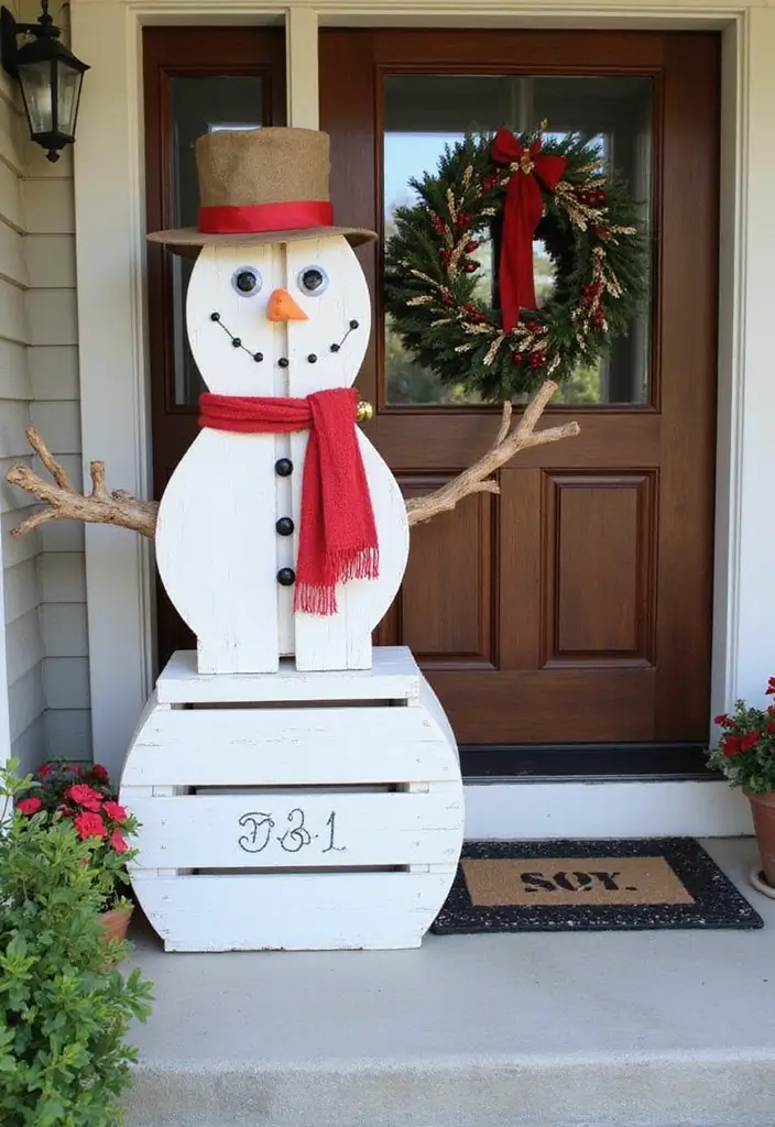 15 Stunning Front Porch Christmas Decor Ideas to Make Your Neighbors Jealous! - 6. DIY Snowman or Holiday Figures