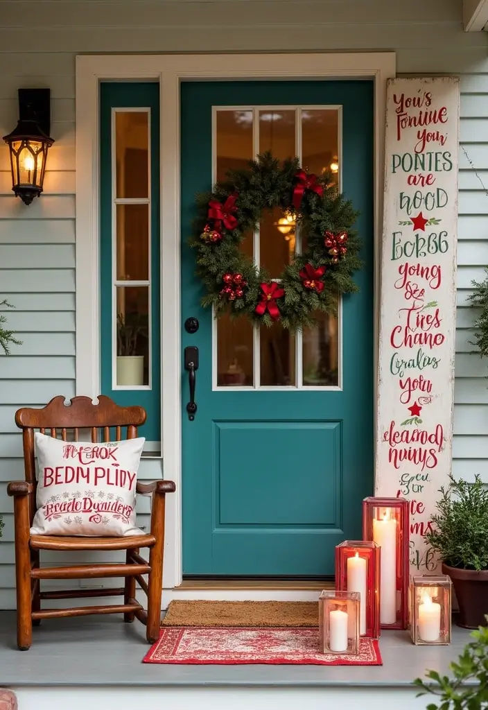 15 Stunning Front Porch Christmas Decor Ideas to Make Your Neighbors Jealous! - 9. Holiday Signs and Banners