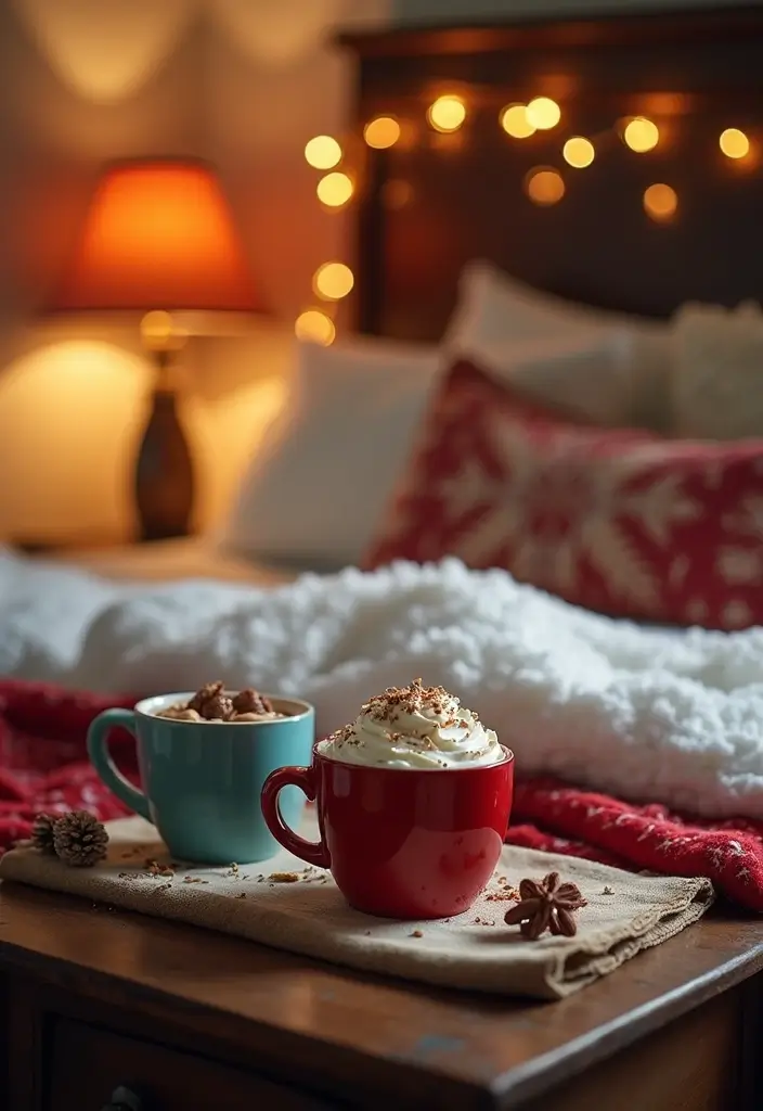 20 Cozy Christmas Bedroom Decor Ideas That Will Fill Your Space with Holiday Cheer! - 12. Hot Cocoa Bar