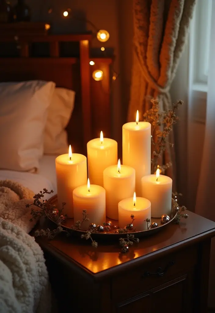 20 Cozy Christmas Bedroom Decor Ideas That Will Fill Your Space with Holiday Cheer! - 4. Scented Candles