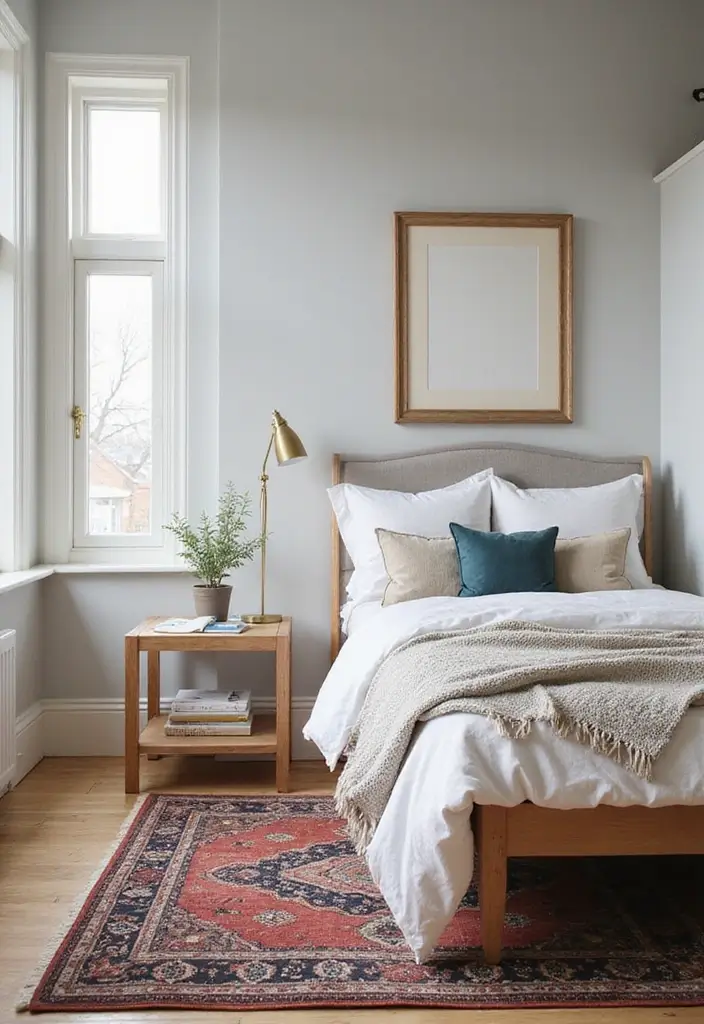 12 Brilliant Simple Bedroom Ideas for Small Rooms That Double Your Space - 9. Use Area Rugs Wisely