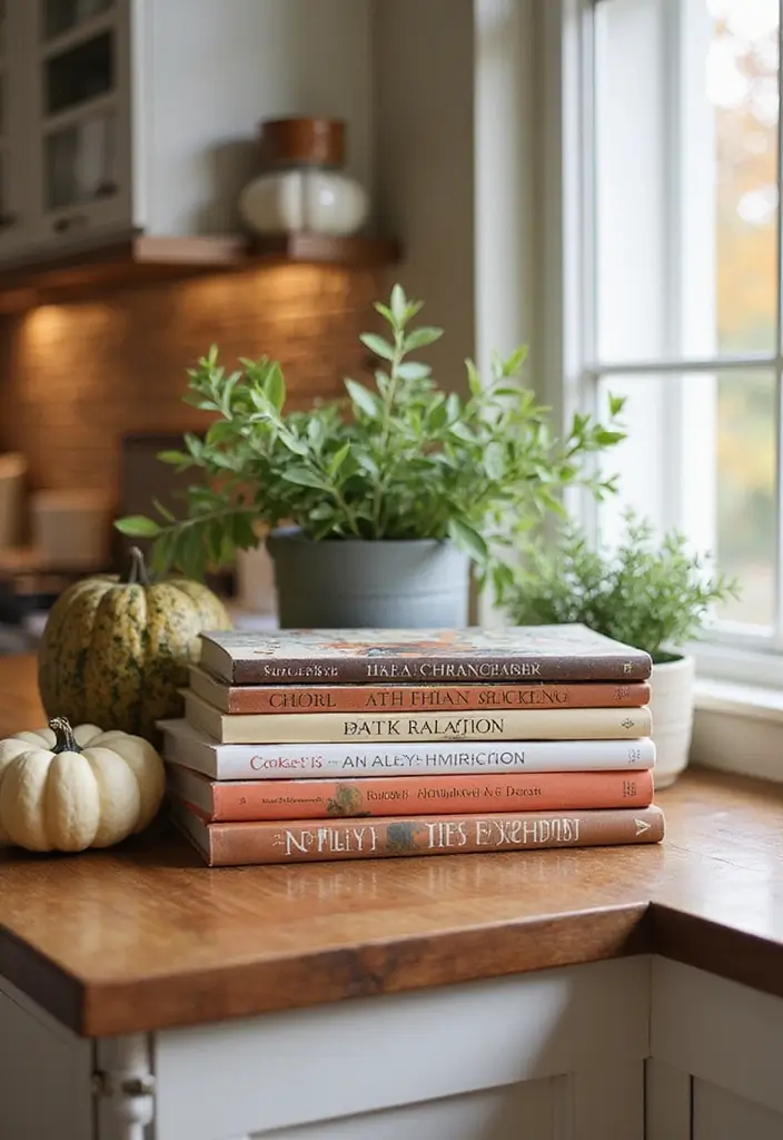 12 Festive Fall Kitchen Decor Hacks to Bring Autumn Cheer to Your Home! - 8. Autumn-Themed Cookbooks