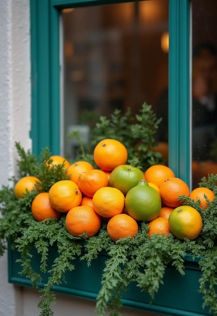 12 Winter Window Box Ideas to Elevate Your Porch Decor in Minutes! - 10. Seasonal Citrus Burst