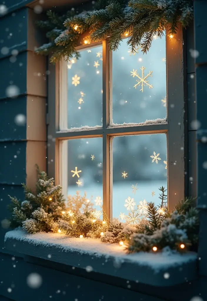 12 Winter Window Box Ideas to Elevate Your Porch Decor in Minutes! - 11. Sparkling Snowflakes