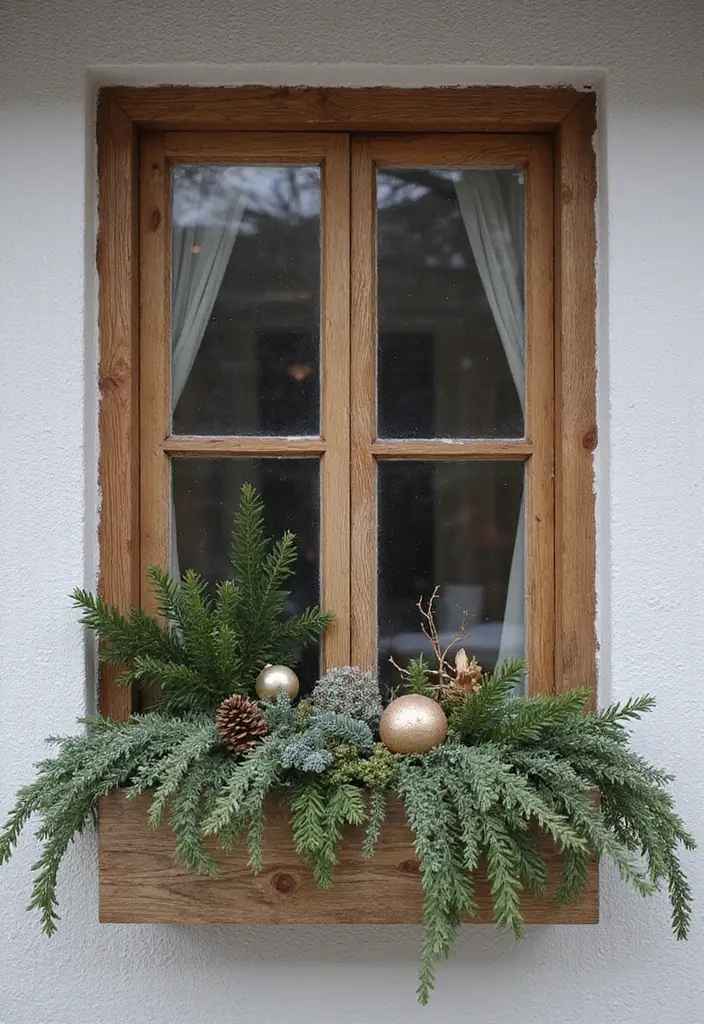 12 Winter Window Box Ideas to Elevate Your Porch Decor in Minutes! - 9. Natural Wood Accents