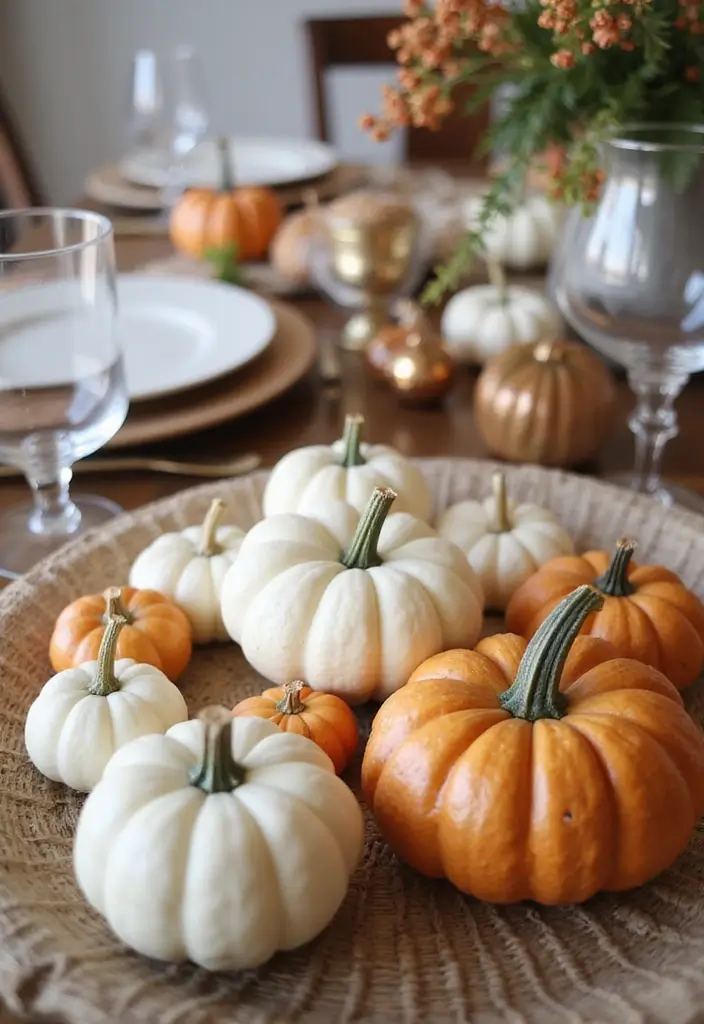 18 Elegant Fall Table Decor Ideas That Will WOW Your Dinner Guests! - 4. Simple Pumpkin Accents