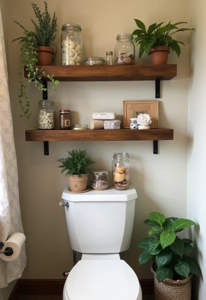 10 Stunning Bathroom Shelves Over Toilet That Will Transform Your Space! - 1. Rustic Wooden Shelves