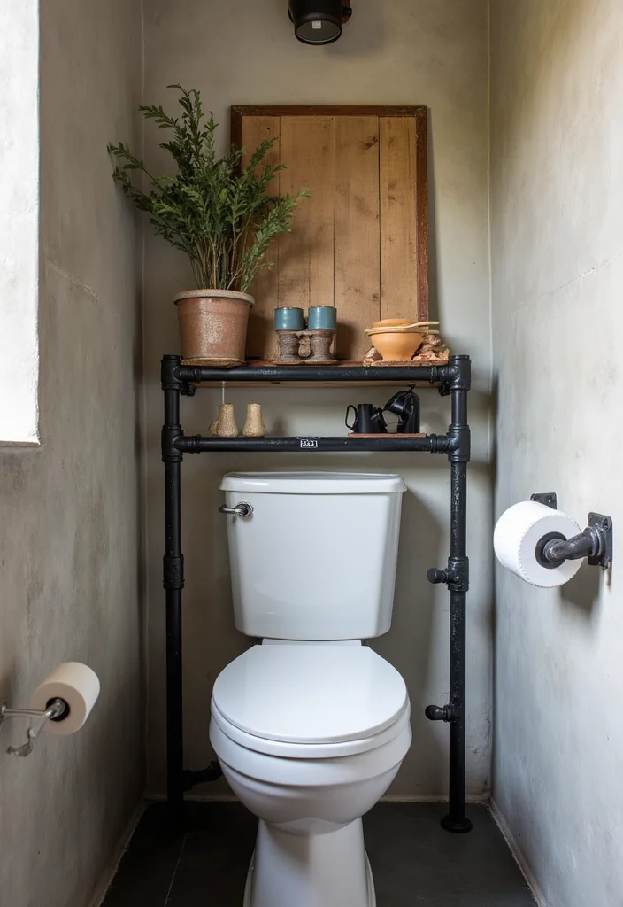 10 Stunning Bathroom Shelves Over Toilet That Will Transform Your Space! - 5. Industrial Pipe Shelves
