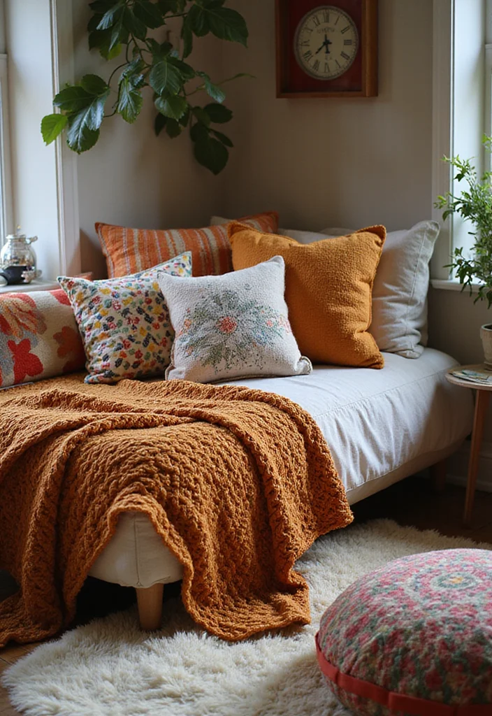 12 Boho Home Decor Ideas That'll Transform Your Space Into a Cozy Oasis! - 1. Layered Textiles for Extra Comfort