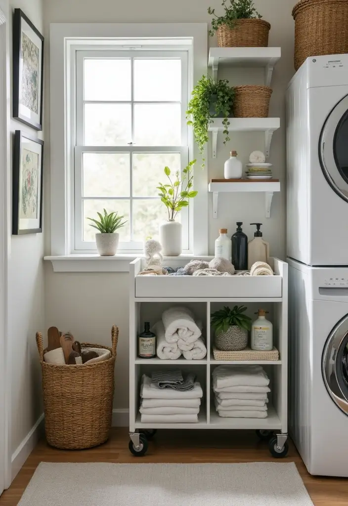 12 Genius Small Laundry Room Ideas You Wish You Knew Sooner! - 8. Use a Utility Cart for Mobility