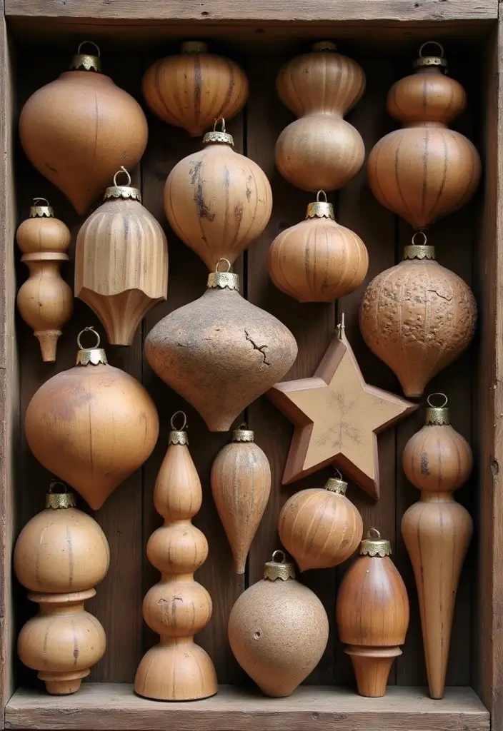 12 Vintage Christmas Tree Decorations That’ll Make Your Holidays Magical Again! - 3. Vintage Wooden Ornaments