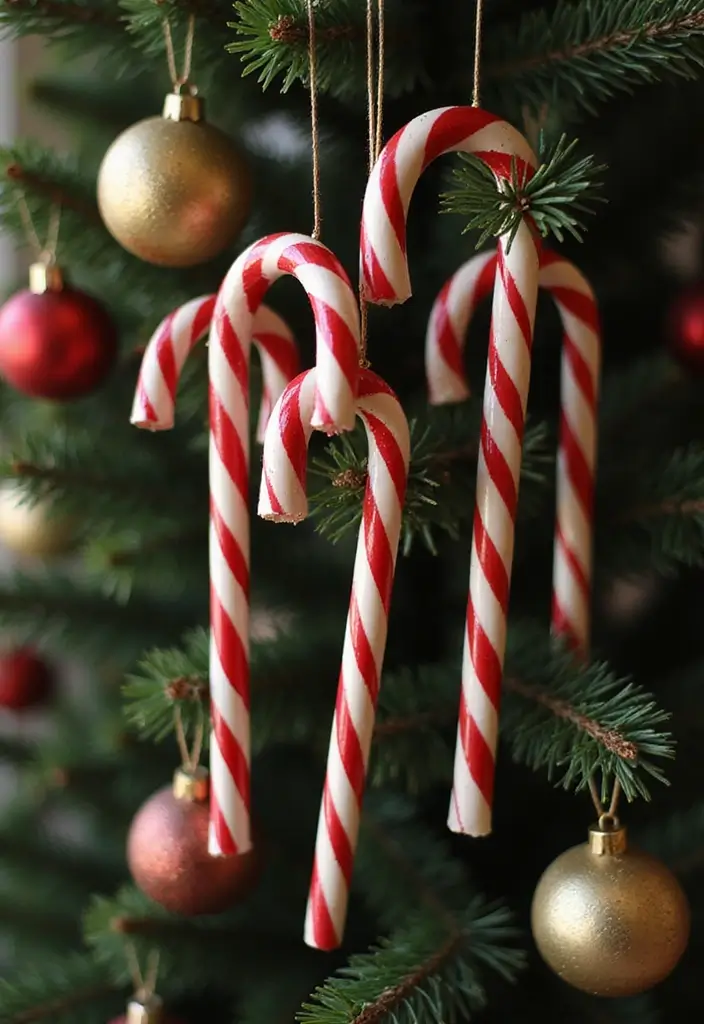 12 Vintage Christmas Tree Decorations That’ll Make Your Holidays Magical Again! - 5. Old-Fashioned Candy Canes