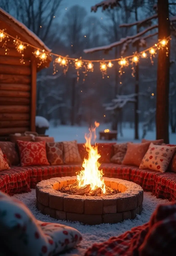 13 Stunning Christmas Outdoor Decor Ideas That'll Make Your Neighbors Green with Envy! - 10. Cozy Fire Pit Area