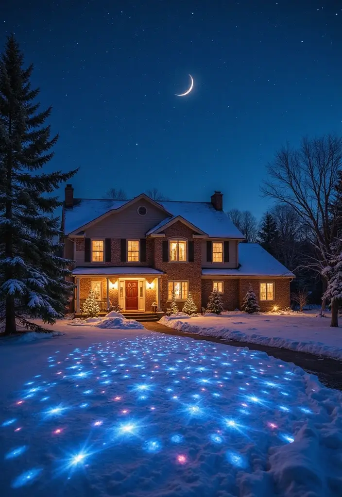 13 Stunning Christmas Outdoor Decor Ideas That'll Make Your Neighbors Green with Envy! - 12. Starry Night Lights
