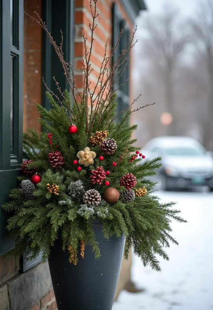 13 Stunning Christmas Outdoor Decor Ideas That'll Make Your Neighbors Green with Envy! - 13. Seasonal Planters