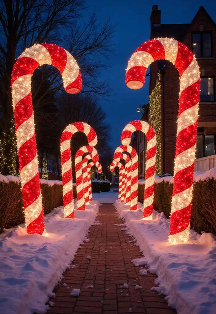 13 Stunning Christmas Outdoor Decor Ideas That'll Make Your Neighbors Green with Envy! - 6. Candy Cane Lane