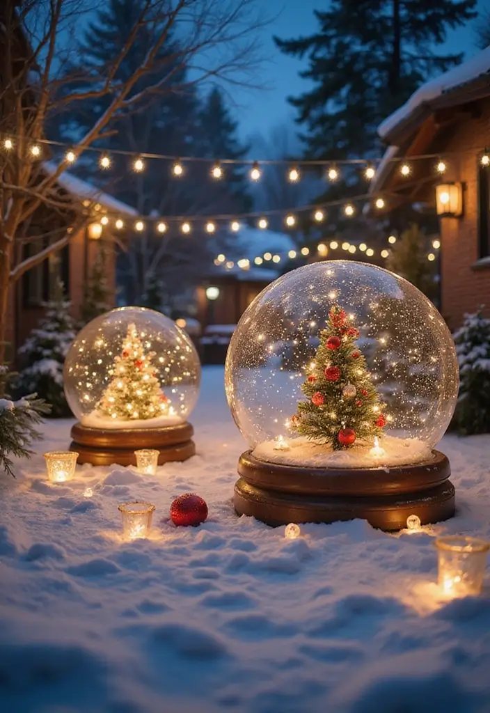 13 Stunning Christmas Outdoor Decor Ideas That'll Make Your Neighbors Green with Envy! - 9. Magical Snow Globes