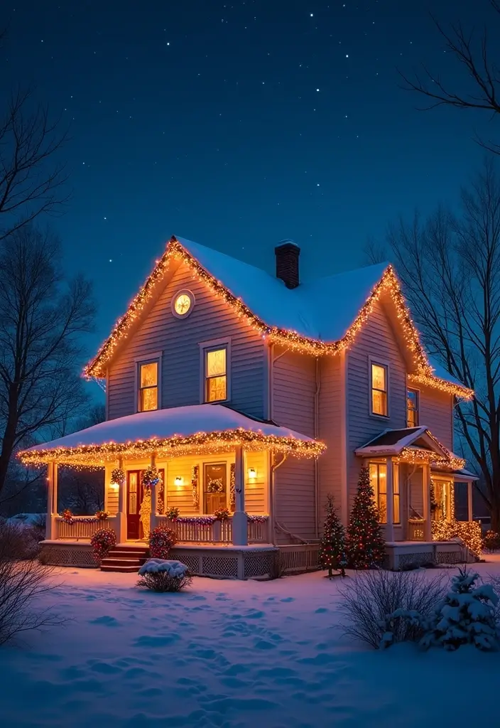 14 Magical Outdoor Christmas Lights Ideas That Will Make Your Neighbors Jealous! - 2. Colorful Roofline Lighting