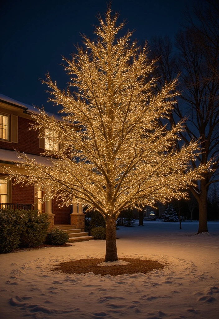 14 Magical Outdoor Christmas Lights Ideas That Will Make Your Neighbors Jealous! - 3. Enchanting Tree Wrapping