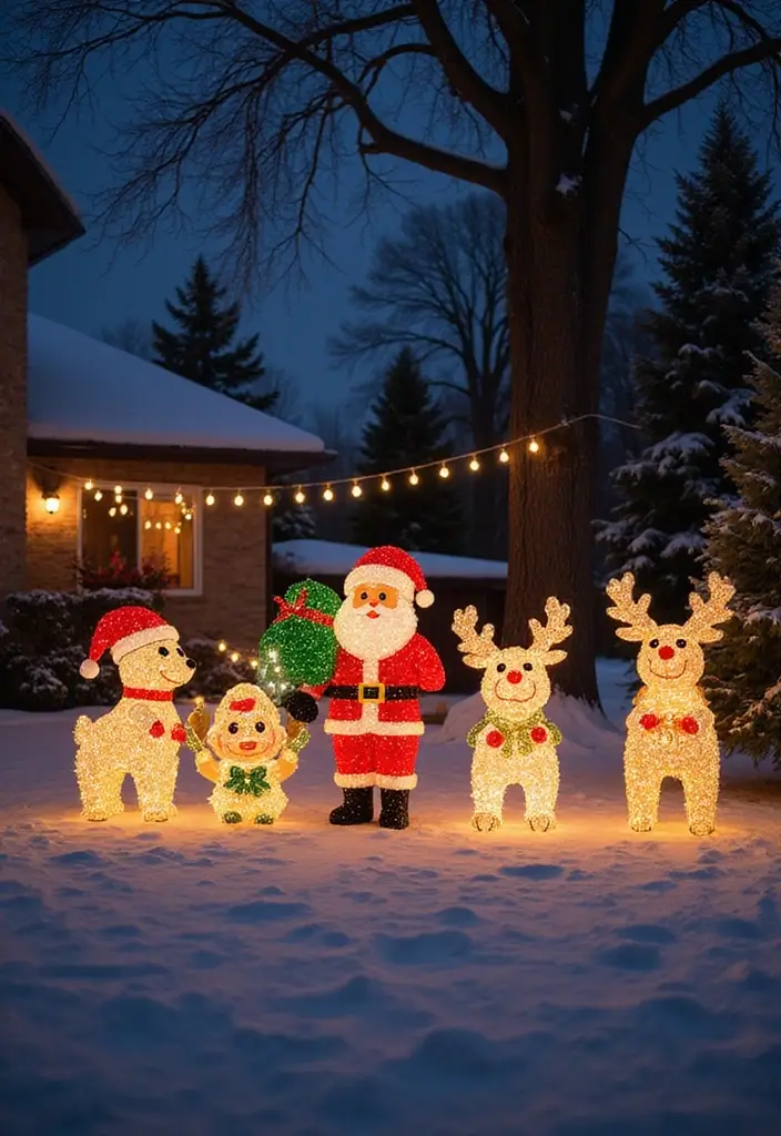 14 Magical Outdoor Christmas Lights Ideas That Will Make Your Neighbors Jealous! - 5. Illuminated Christmas Figures