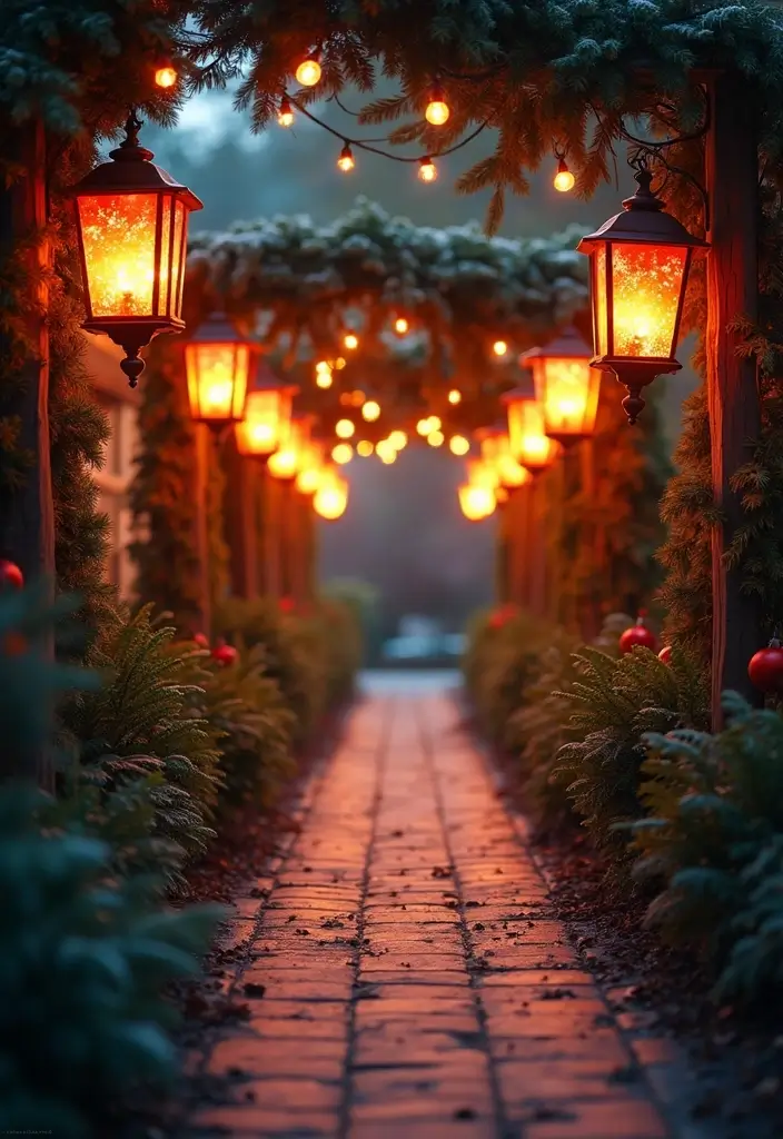 14 Magical Outdoor Christmas Lights Ideas That Will Make Your Neighbors Jealous! - 7. Lantern-Lit Pathways