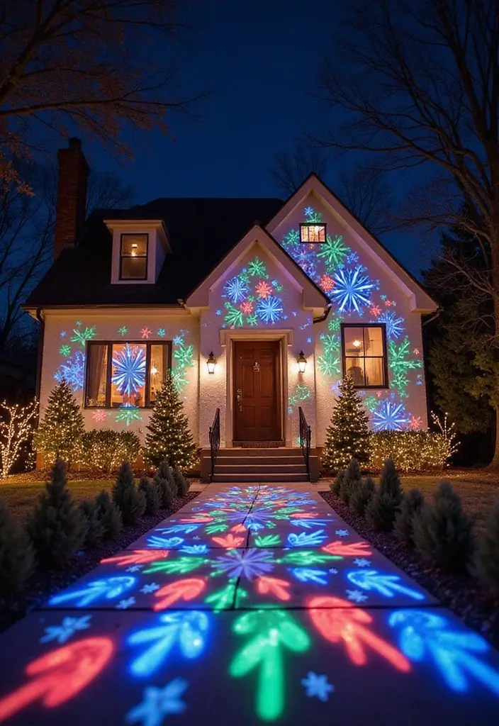 14 Magical Outdoor Christmas Lights Ideas That Will Make Your Neighbors Jealous! - 8. Projector Lights for a Stunning Effect