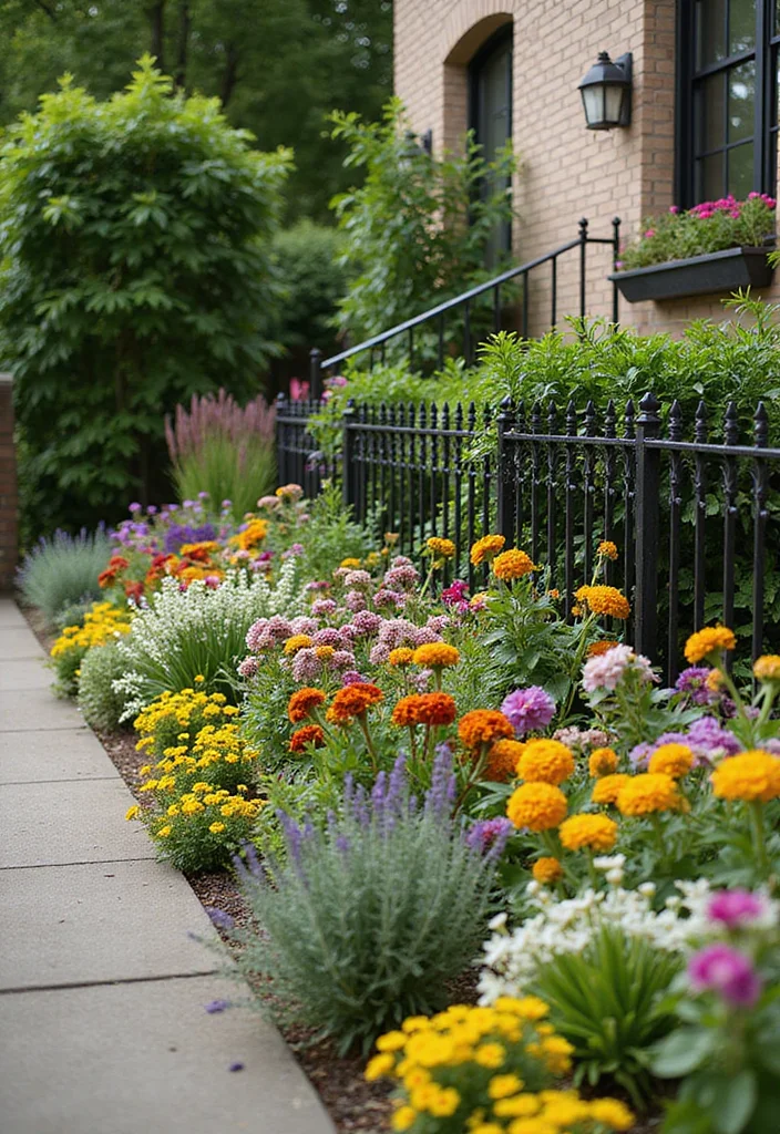 14 Townhouse Backyard Ideas That Will Transform Your Outdoor Space into a Paradise! - 10. Colorful Flower Borders