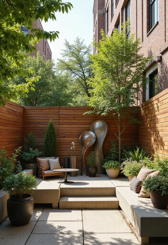 14 Townhouse Backyard Ideas That Will Transform Your Outdoor Space into a Paradise! - 11. Outdoor Art and Decor