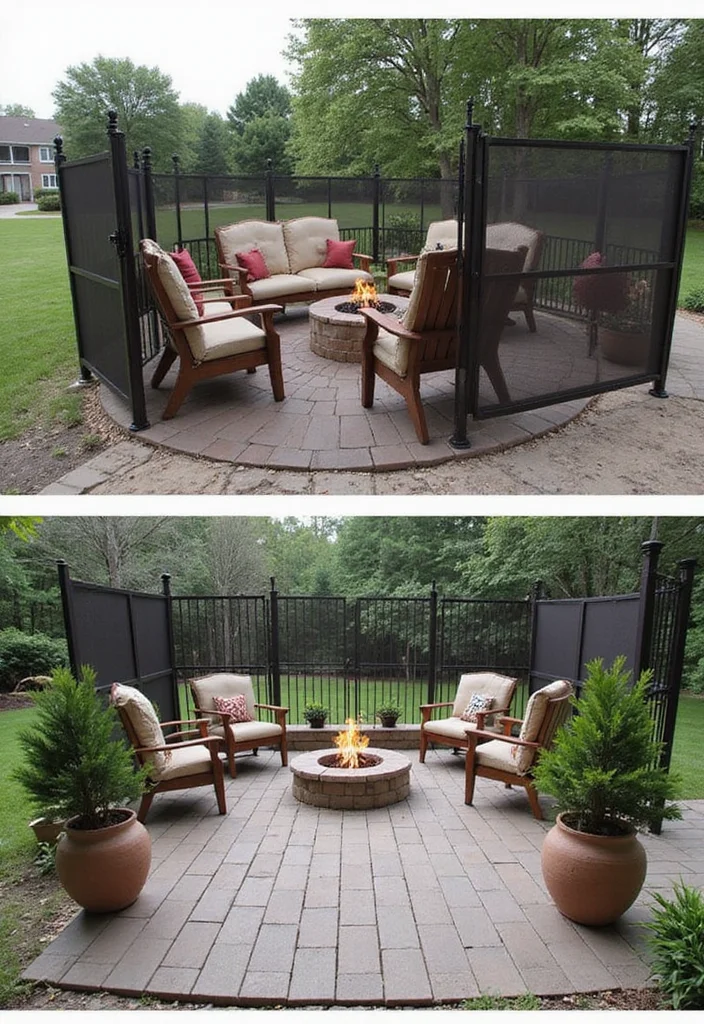15 Stunning Fire Pit Designs That Will Transform Your Backyard into an Oasis! - 12. Fire Pit Deck with Privacy Screens