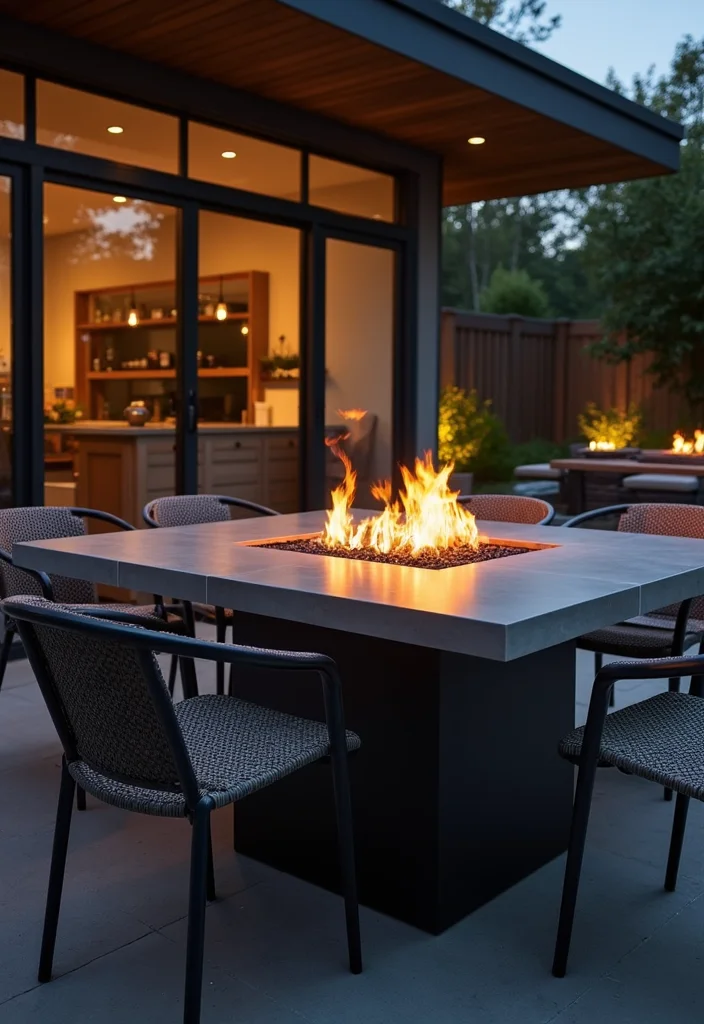 15 Stunning Fire Pit Designs That Will Transform Your Backyard into an Oasis! - 5. Elegant Gas Fire Pit Table